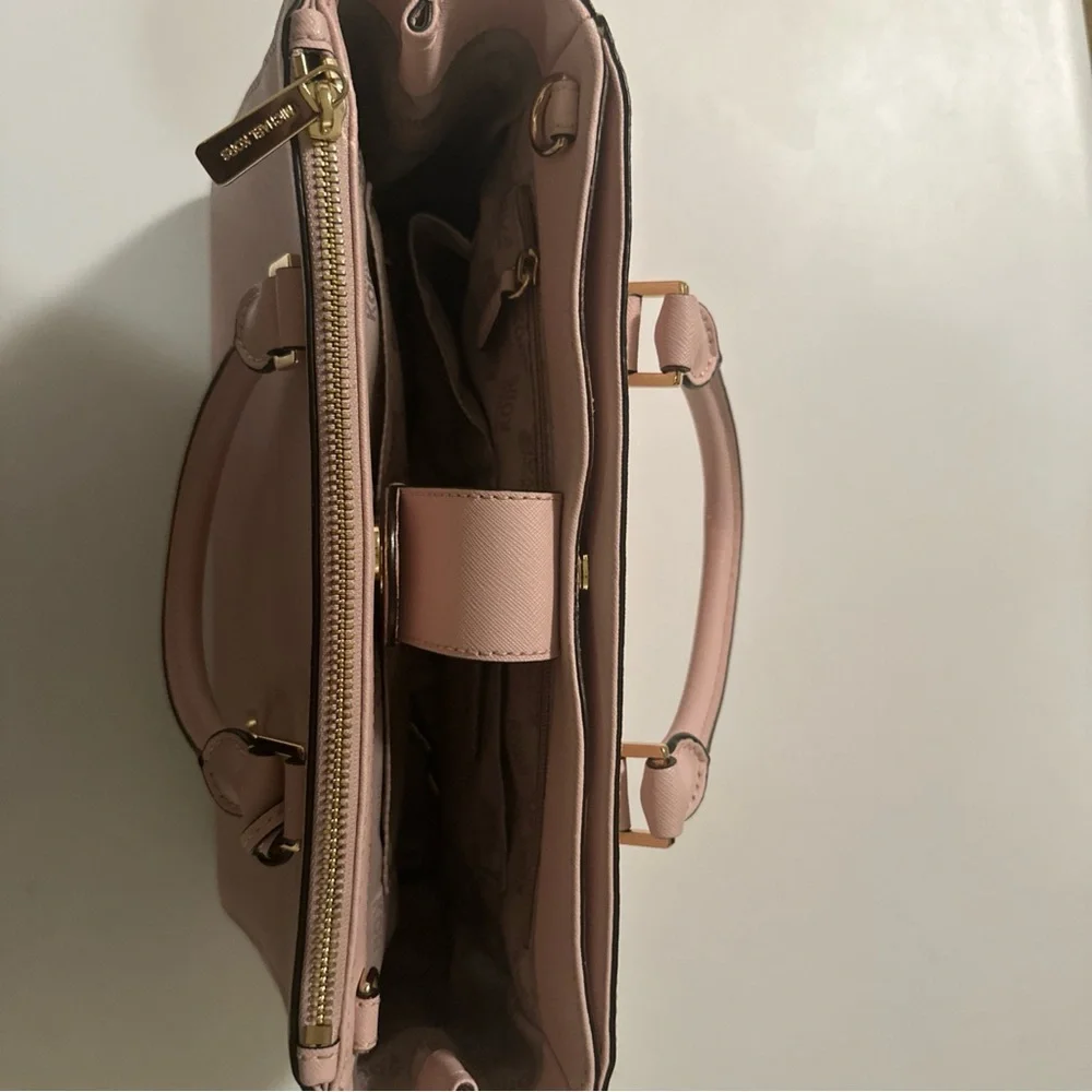 Michael Kors Kellen Saffiano Leather Medium Satchel Blossom Pink - Picture 3 of 13